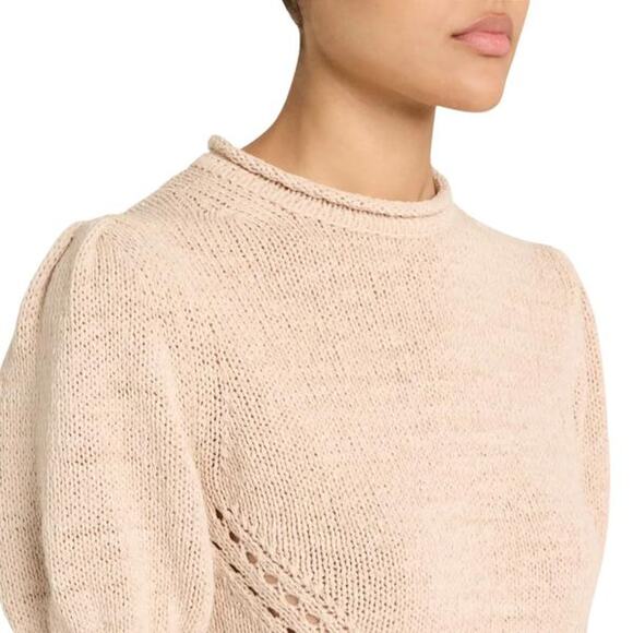 Ulla Johnson Pia Knit Puff Sleeve Top in Cowrie S - Picture 2 of 4